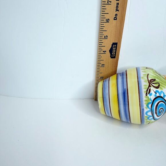 Small Hand Painted Italian Pottery Vase Signed Italy Yellow Green Blue Orange - Picture 7 of 10
